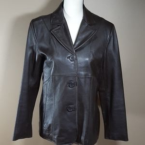 Nine West Chocolate Genuine Leather Jacket